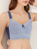 Soutien-gorge à armatures sans fil légèrement doublé avec nœud en jacquard en dentelle contrastante pour femmes