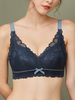 Soutien-gorge confortable légèrement doublé sans fil avec nœud en dentelle florale pour femme