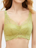 Soutien-gorge de fermeture arrière à bonnet complet sans fil en dentelle creuse solide pour femmes