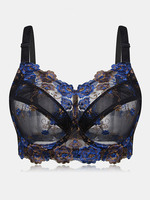 Soutien-gorge push-up respirant respirant pour femmes de grande taille en dentelle brodée florale