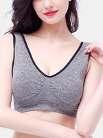 Soutien-gorge respirant de remise en forme de couleur unie sans fil pour femmes de grande taille