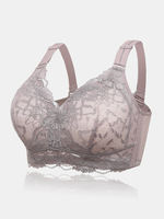 Soutien-gorge respirant légèrement rembourré en jacquard en dentelle sans fil pour femmes