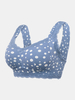 Soutien-gorge sans fil à imprimé à pois et bordure en dentelle pour femmes