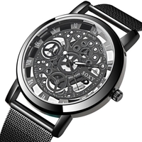 SOXY Fashion Creative cadran creux bracelet en acier inoxydable hommes montre à quartz