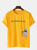 Space Astronaut Print Cotton Patch Pocket Round Neck Casual T-Shirts à manches courtes