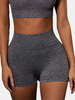Sport femmes plaine élastique sans couture Yoga Gym taille haute Shorts