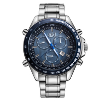 Sports occasionnels ASJ avec cadran calendrier bracelet en acier inoxydable montre à quartz étanche pour hommes