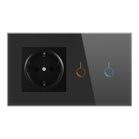 SRAN 170 ~ 250V 16A interrupteur à capteur tactile avec prise panneau en verre cristal 146 * 86mm prise murale avec inte