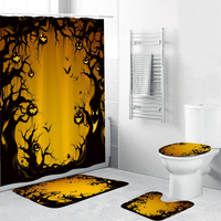 Série Halloween jouets décoratifs salle de bain couverture de toilette + tapis de piédestal antidérapant + tapis de bain