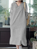 Stripe Print Slit Hem Pocket V-neck Dress