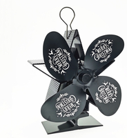 [Style de Noël] Ventilateur de cuisinière à 4 lames avec thermomètre magnétique pour chauffage de cheminée