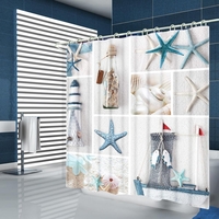 Summer Beach Starfish rideaux de salle de bain style nordique impression rideau de douche étanche à la moisissure pour s