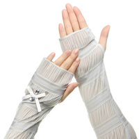 Summer Lady Lace Gants en Soie Imprimés Manches Longues Anti-UV Sun Fingerless Arm Multicolor