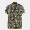 Summer Mens 100% coton feuilles impression chemises décontractées à manches courtes