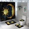 Sun Moon imprimé imperméable salle de bain rideau de douche tapis de couverture de toilette tapis antidérapant