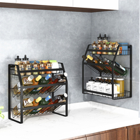 Support dassaisonnement noir Cuisine Ménage Support de rangement à trois couches