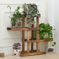 Support de fleur en bois massif à plusieurs couches pour le bureau à domicile