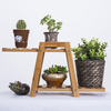 Support de plante en bois en bambou Plateau de pot de fleur intérieur / extérieur pour jardin en plein air