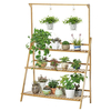 Support de pot de fleur pliable réglable en hauteur à 3 niveaux avec support de barre de suspension amovible pliable aut