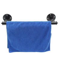 Support de rail de barre de serviette de bain Steampunk industriel support de support mural en fer noir 4 tailles