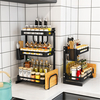 Support de rangement en acier inoxydable à 3 niveaux pour comptoir pots à épices étagère à bouteilles support à épices d