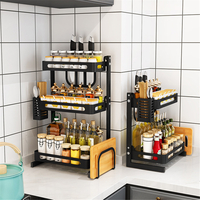 Support de rangement en acier inoxydable à 3 niveaux pour comptoir pots à épices étagère à bouteilles support à épices d