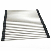 Support de séchage de plat au-dessus de lévier Roll Up Grand égouttoir à vaisselle en acier inoxydable