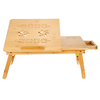 Support de table de bureau en bambou pour ordinateur portable pour ordinateur portable avec tiroir