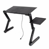 Support de table pliable pour ordinateur portable Plateau de lit réglable portable avec ventilateur de refroidissement e
