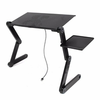 Support de table pliable pour ordinateur portable Plateau de lit réglable portable avec ventilateur de refroidissement e