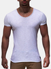 Été Hommes Mince Solide Couleur V-cou À Manches Courtes Tops Slim Fit Casual Respirant Soft Modal T-shirts