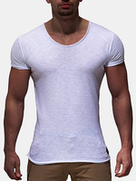 Été Hommes Mince Solide Couleur V-cou À Manches Courtes Tops Slim Fit Casual Respirant Soft Modal T-shirts