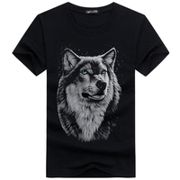 Été impression 3D tête de loup T-shirt à manches courtes homme Youth Tide T-shirt à manches longues vêtements de Sport e