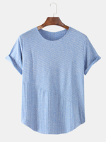 T-shirts de sport à manches courtes en sergé de couleur unie pour hommes