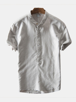 T-shirts de style chinois en lin à manches courtes pour hommes
