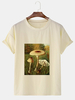 T-shirts en coton à manches courtes à imprimé champignon pour homme
