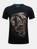 T-shirts en coton à manches courtes avec col v et manches,  taille Plus,  mode 3D Dragon Printing