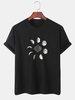 T-shirts en coton à manches courtes et col rond imprimé éclipse lunaire