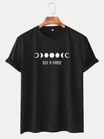 T-shirts en coton à manches courtes et imprimé lune