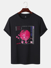 T-shirts en coton à manches courtes imprimés de fleurs de cerisier japonais pour hommes