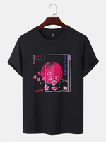 T-shirts en coton à manches courtes imprimés de fleurs de cerisier japonais pour hommes
