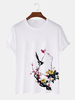 T-shirts en coton à manches courtes pour hommes Bird & Plum Bossom Print