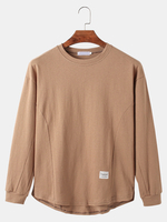 T-shirts en coton à manches longues et col rond pour hommes