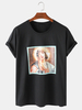 T-shirts en coton lâche à manches courtes et imprimé drôle