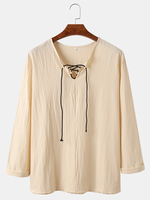 T-shirts en coton simples à manches longues pour hommes