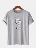 T-shirts lâches à manches courtes 100% coton à imprimé astronaute drôle