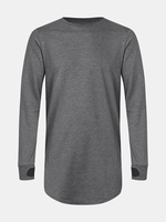 T-shirts lâches à manches longues en coton de couleur unie pour hommes