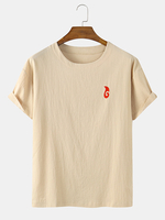 T-shirts manches courtes col rond coton broderie rouge