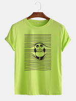 T-shirts mignons à manches courtes et à col rond pour hommes Panda