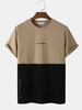 T-shirts patchwork bicolore à imprimé lettre Citry Veins pour hommes